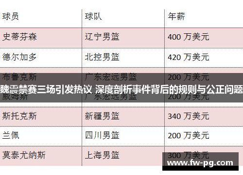 魏震禁赛三场引发热议 深度剖析事件背后的规则与公正问题